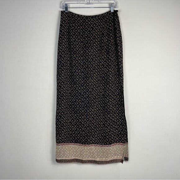 Vintage Y2K Ann Taylor 100% Silk Side Slit‎ Maxi Skirt Size 10 NEW - Picture 1 of 8